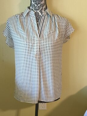 Women's White and Black Printed Cap Sleeve Blouse